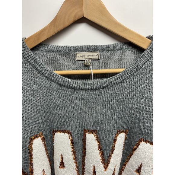 Simply Southern LARGE "MAMA" Sparkle Oversized Sweater New With Tags - Picture 3 of 5